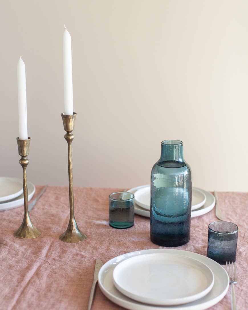 Gemini Hand Forged Iron Candlestands: Brass