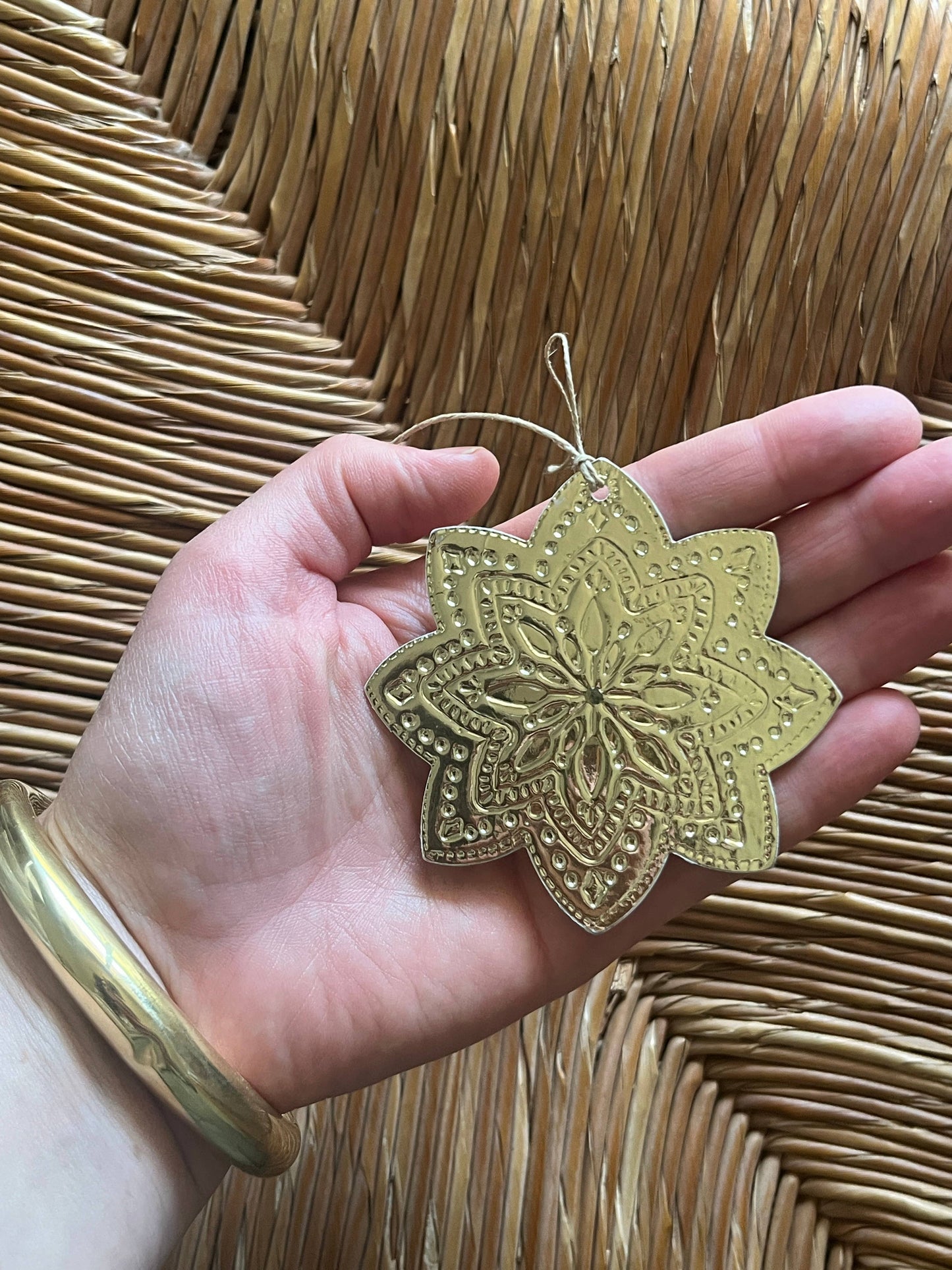 Mandala Faux Tin Ornament - Gold