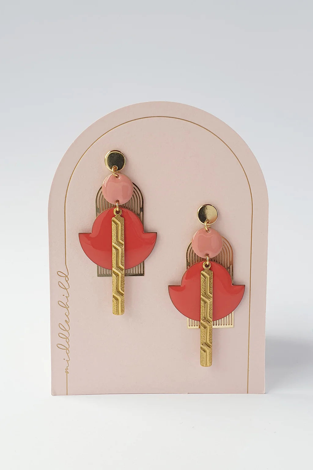 Middle Child Bachelor Earrings - Coral