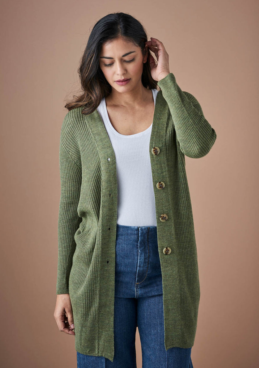 Uimi August Merino Wool Cardigan - Fern
