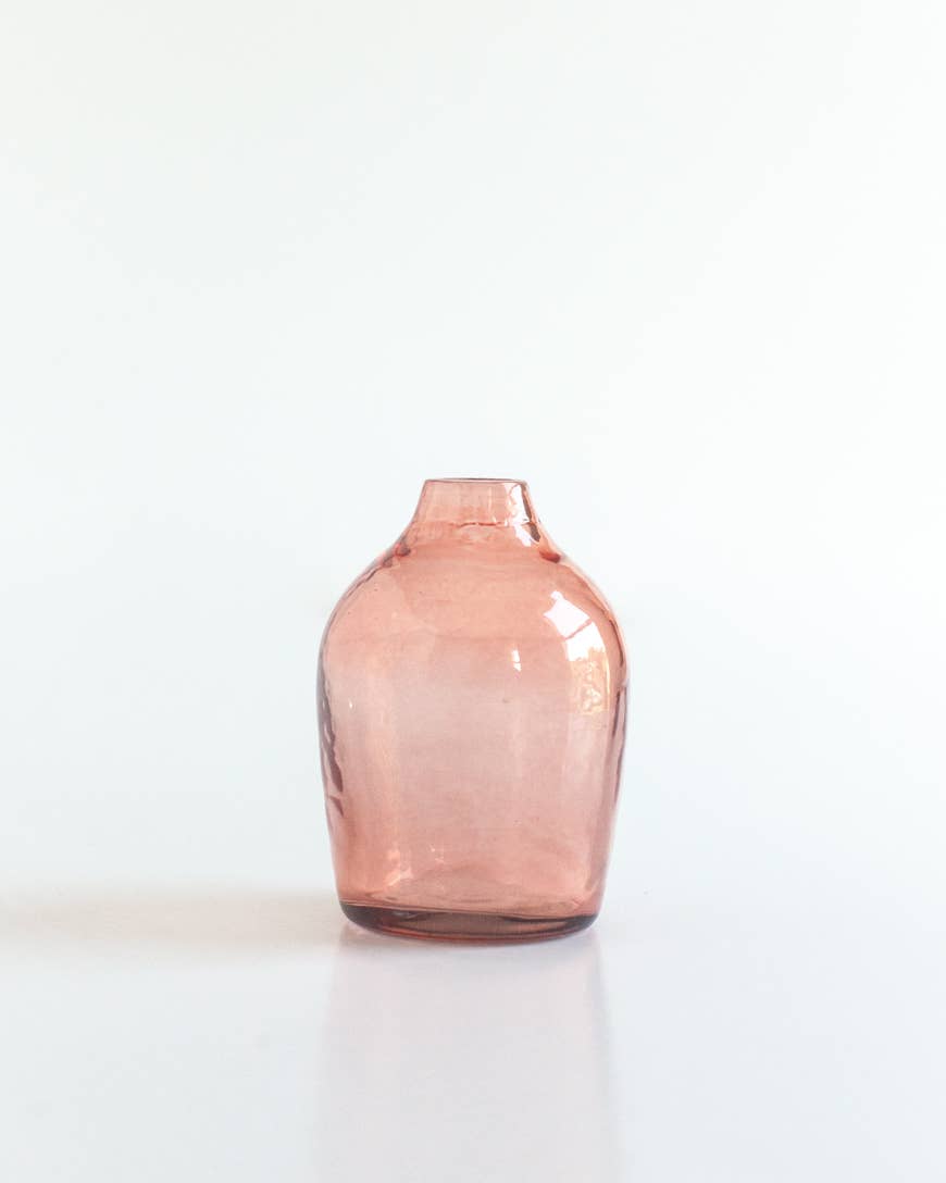 Haley Handblown Hammered Glass Bud Vases - Blush