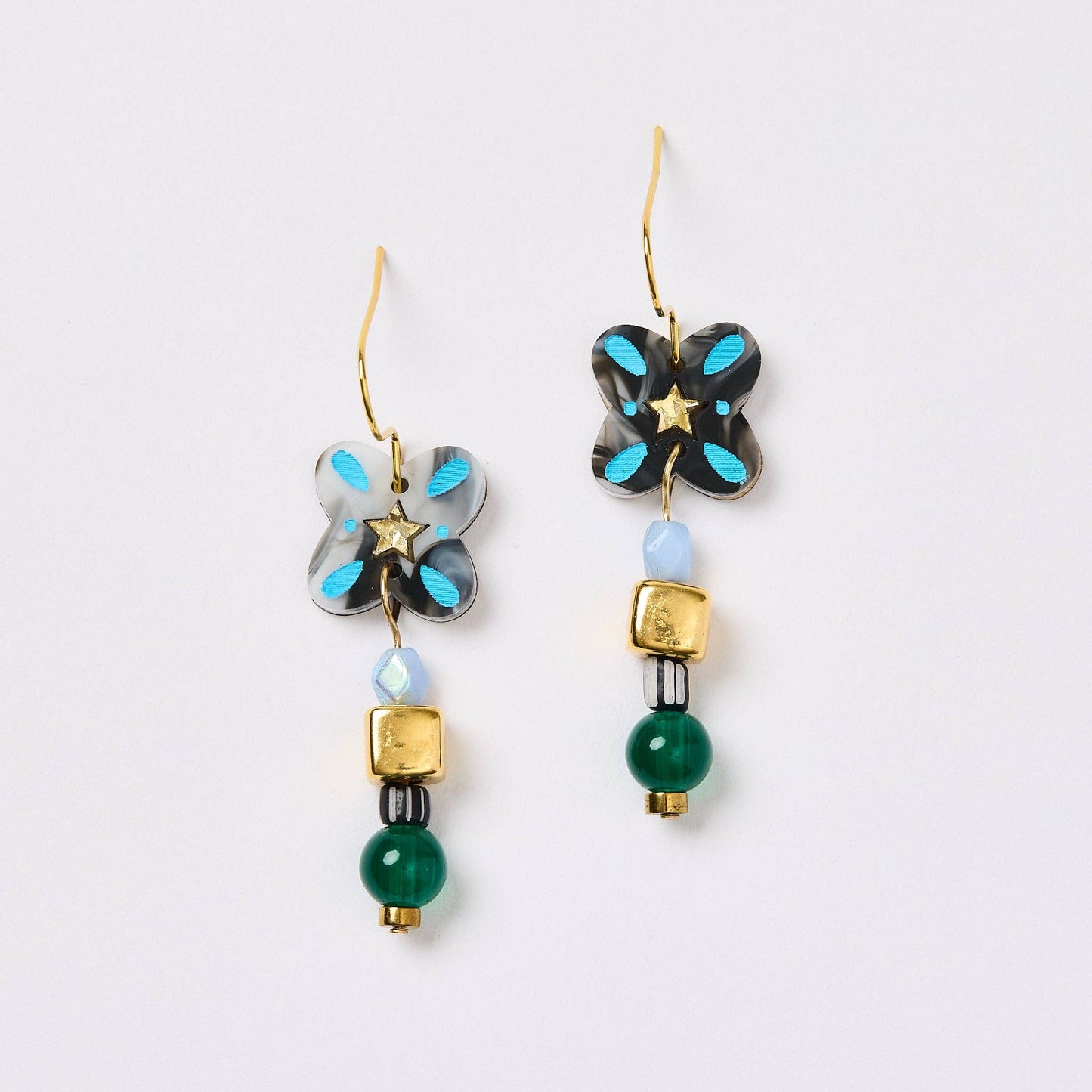Tile Earrings - Black Marble