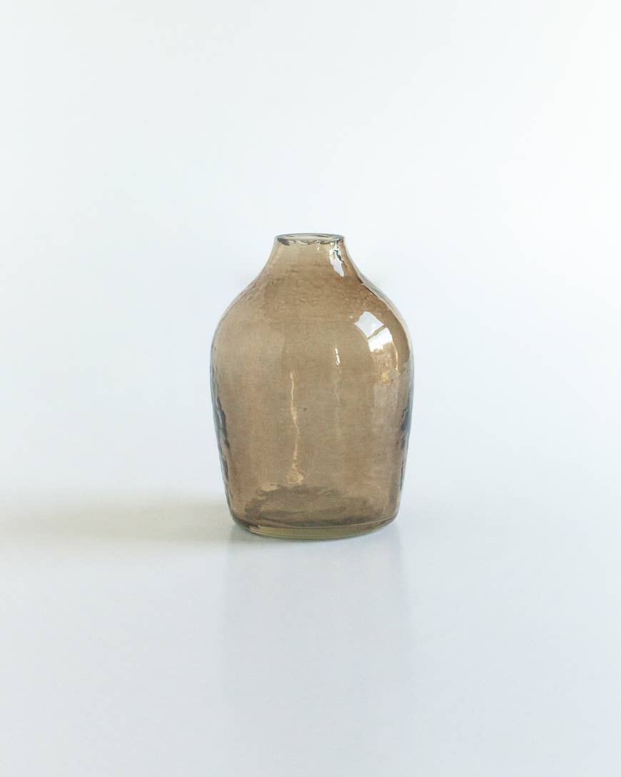 Haley Handblown Hammered Glass Bud Vase - Smoke