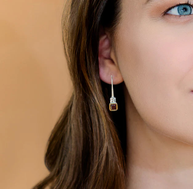 via Smith Garnet Bridge Earrings