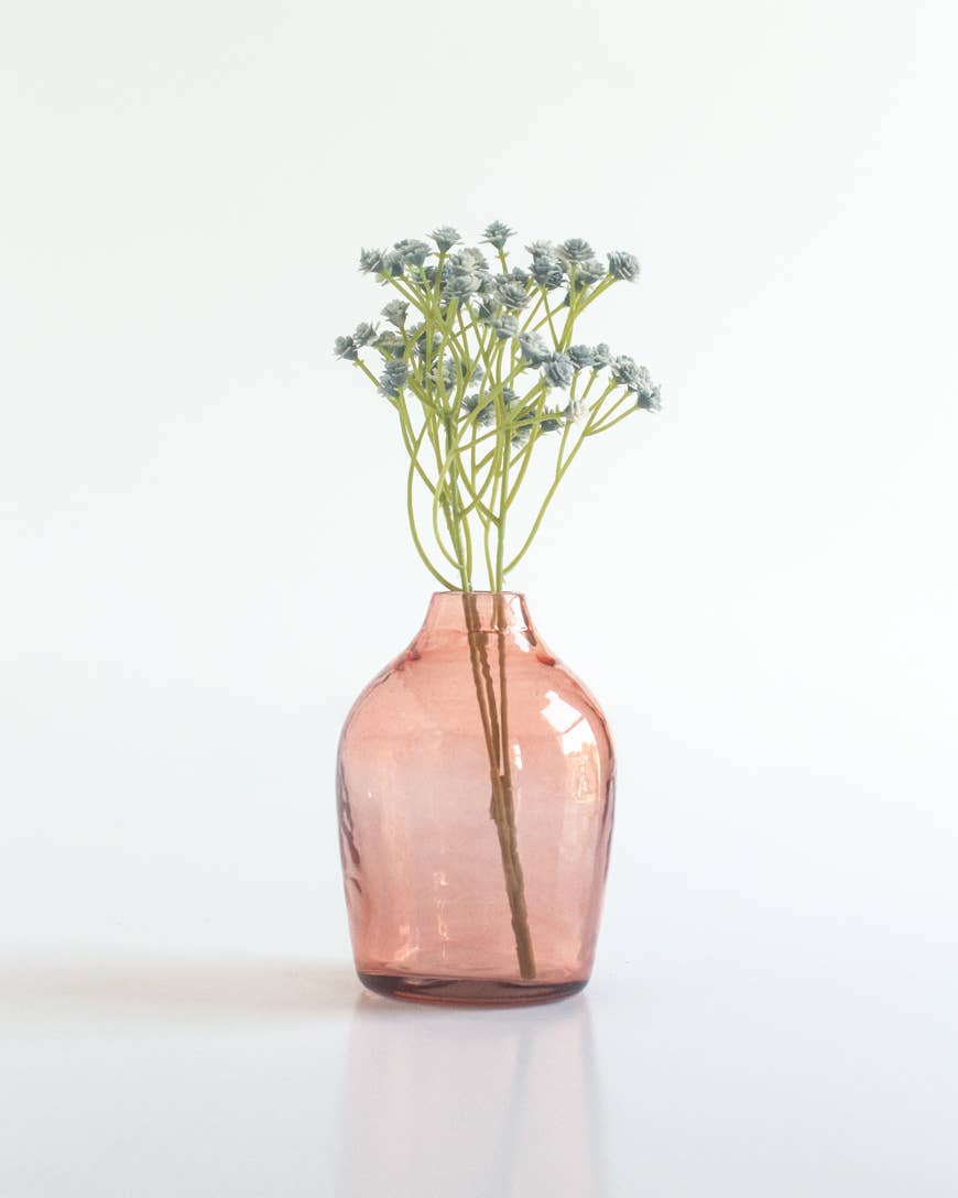 Haley Handblown Hammered Glass Bud Vases - Blush