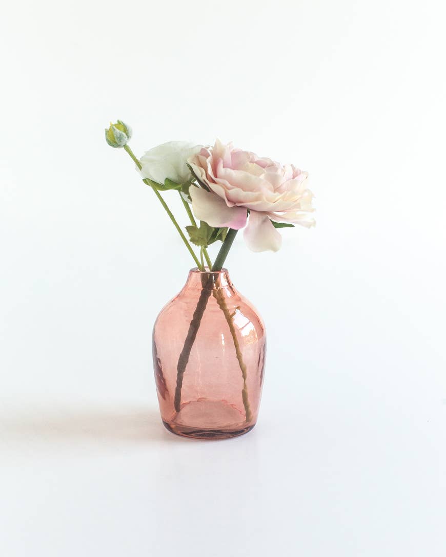 Haley Handblown Hammered Glass Bud Vases - Blush