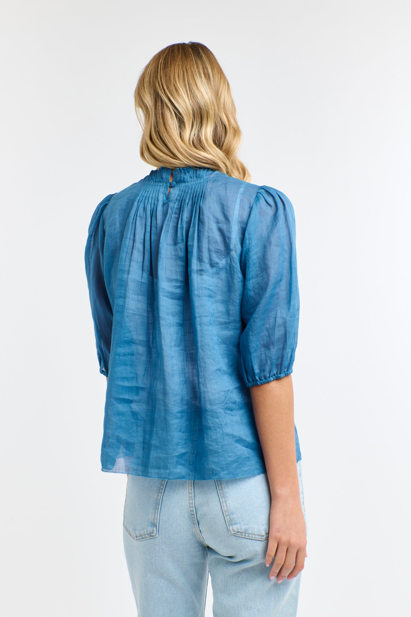 365 Days Ariel Pintuck Top - Denim Wash