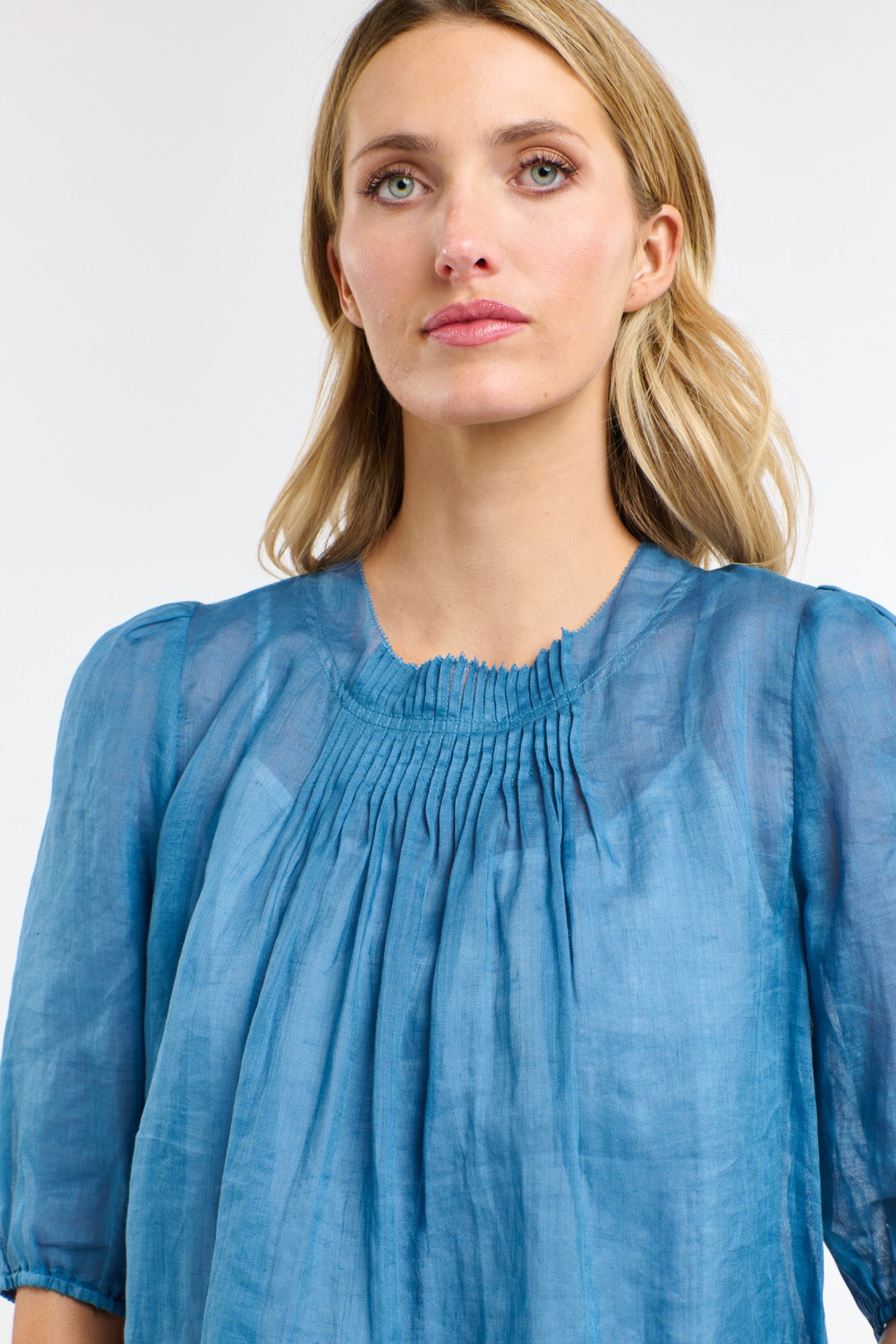 365 Days Ariel Pintuck Top - Denim Wash