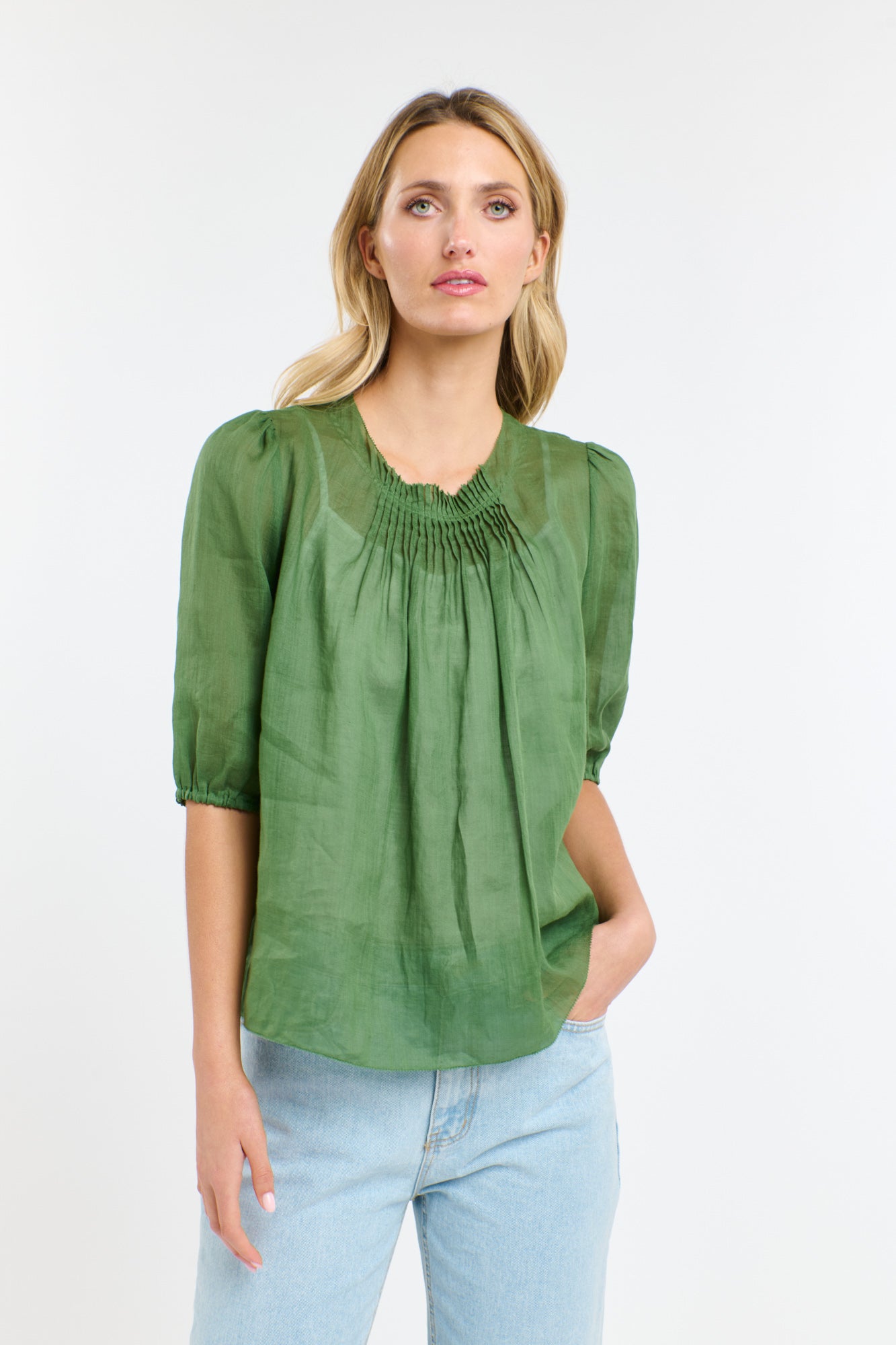 365 Days Ariel Pintuck Top - Kelly Green
