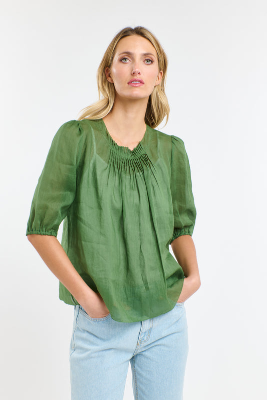 365 Days Ariel Pintuck Top - Kelly Green