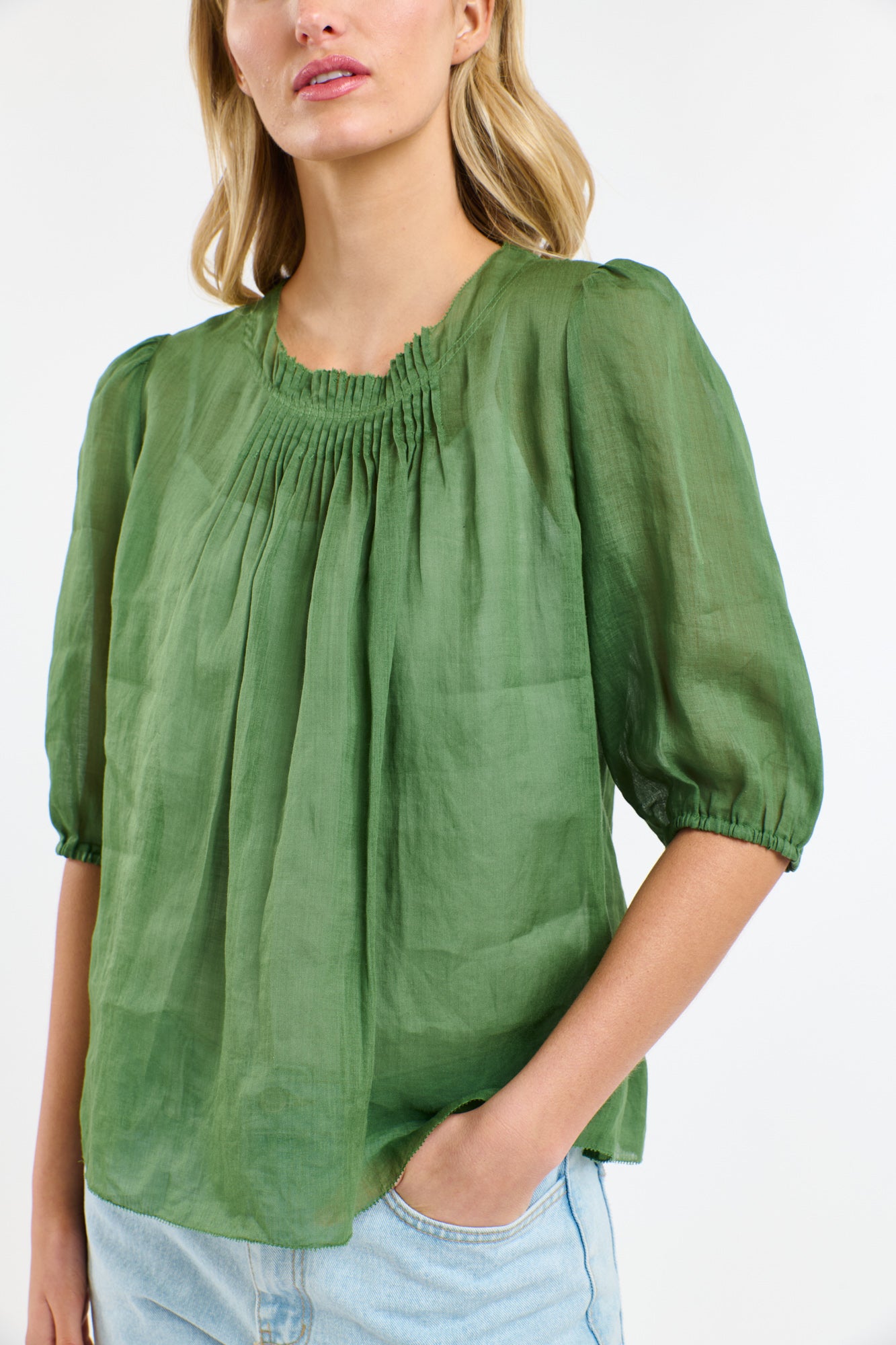 365 Days Ariel Pintuck Top - Kelly Green