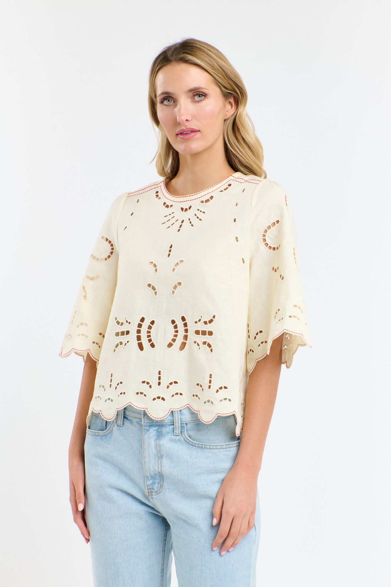 365 Days Annie Embroidered Top - Antique Cream