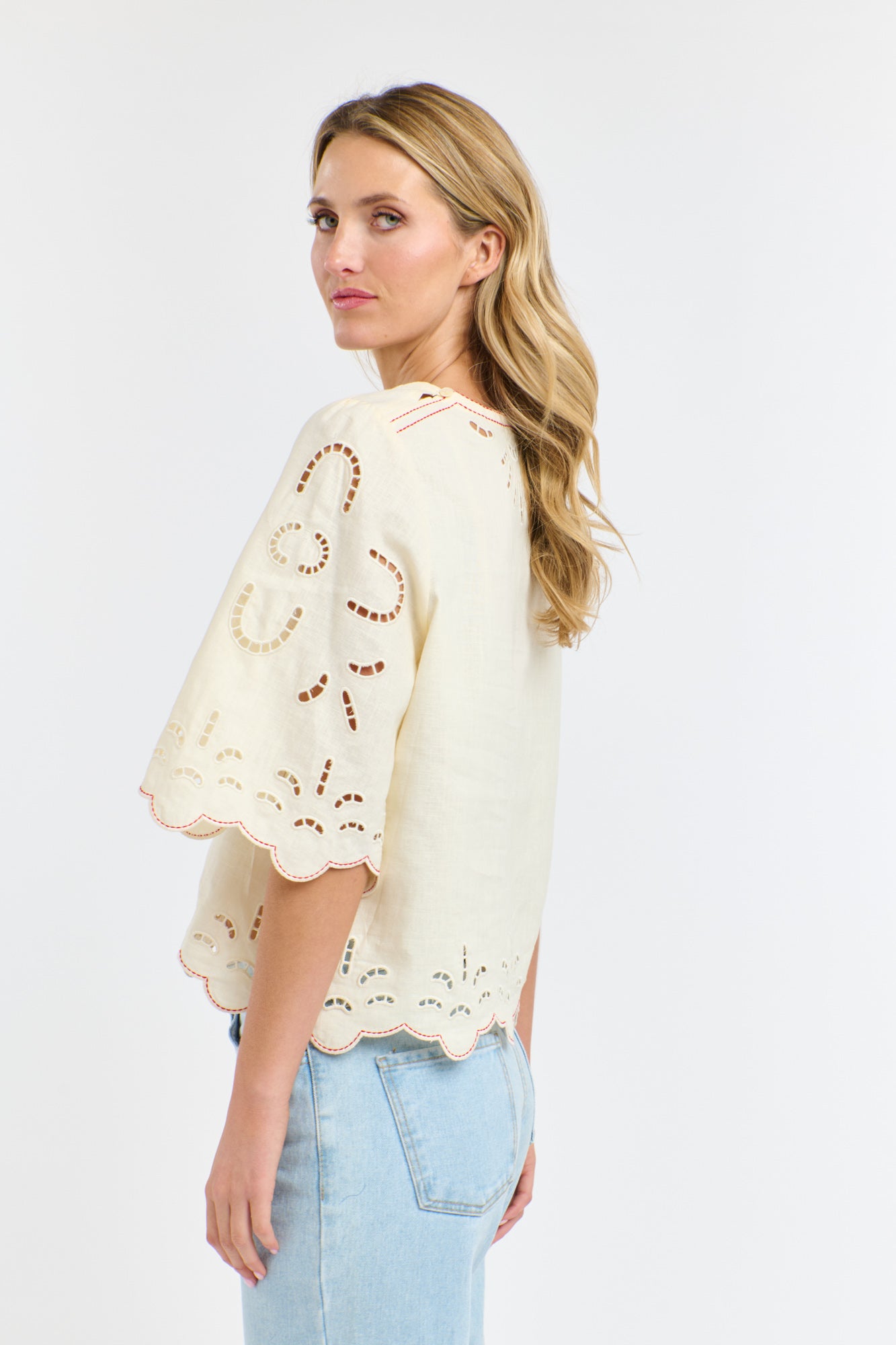 365 Days Annie Embroidered Top - Antique Cream