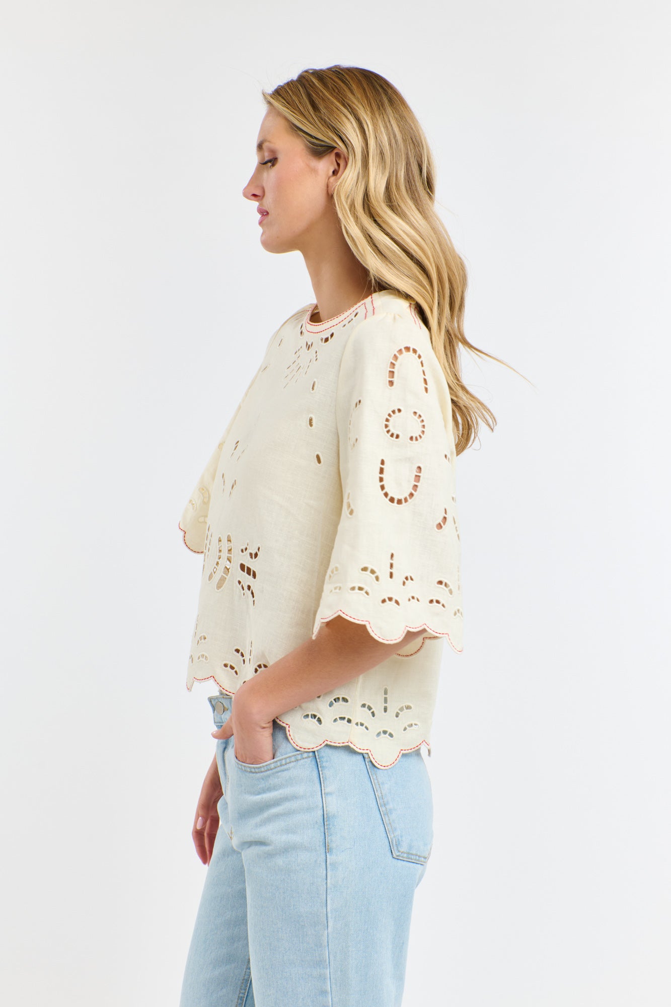 365 Days Annie Embroidered Top - Antique Cream