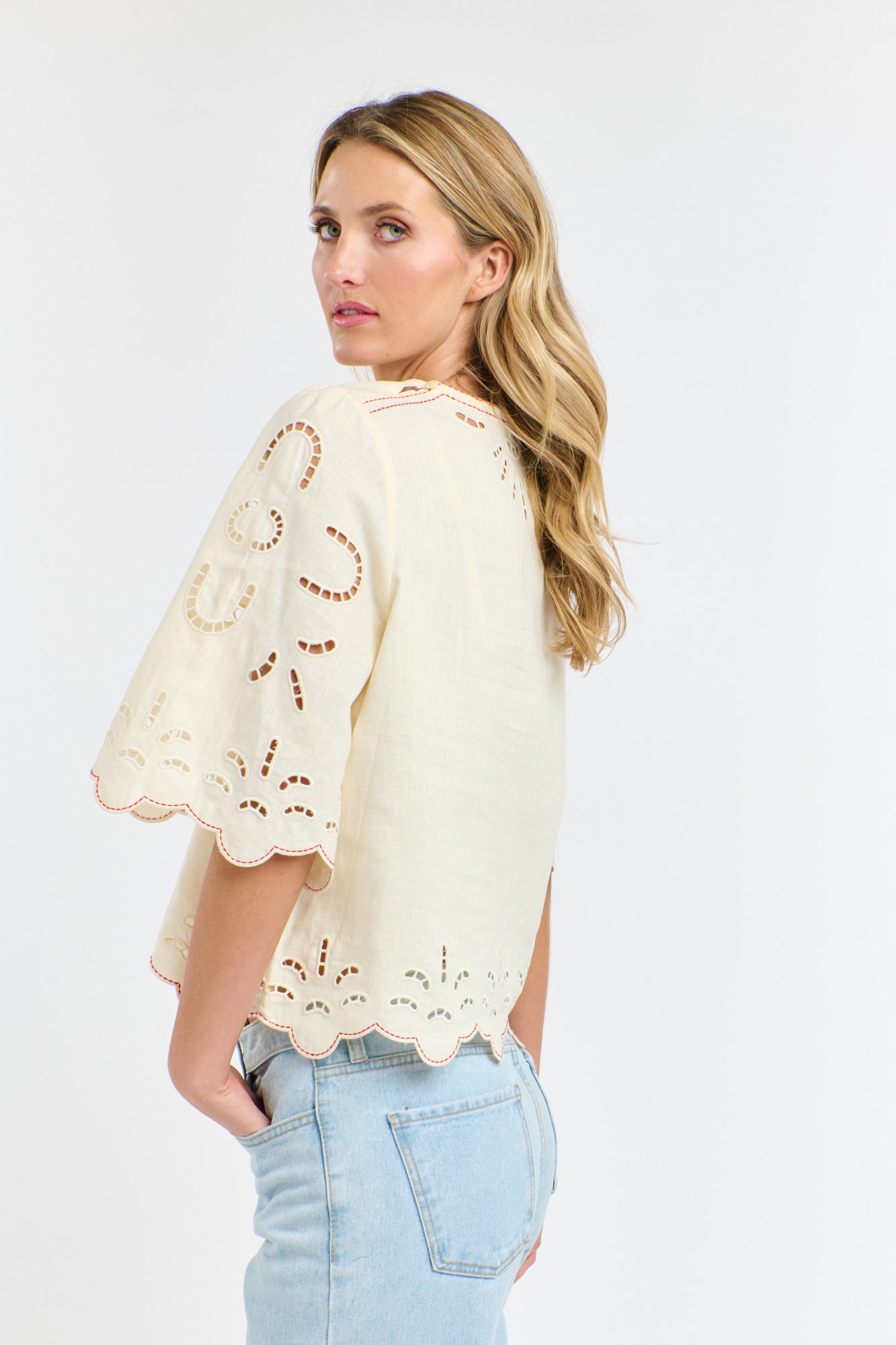 365 Days Annie Embroidered Top - Antique Cream