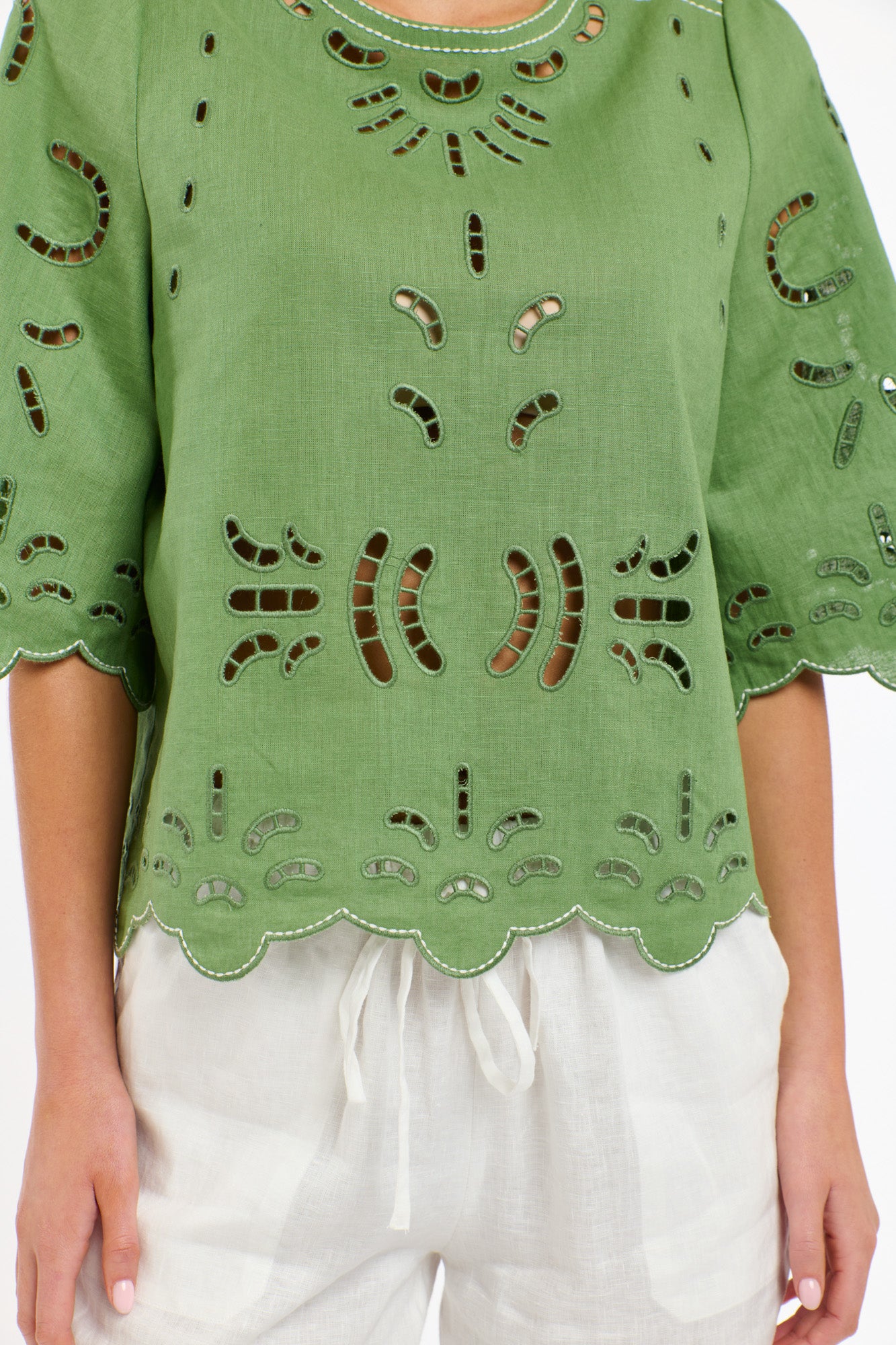 365 Days Annie Embroidered Top - Kelly Green