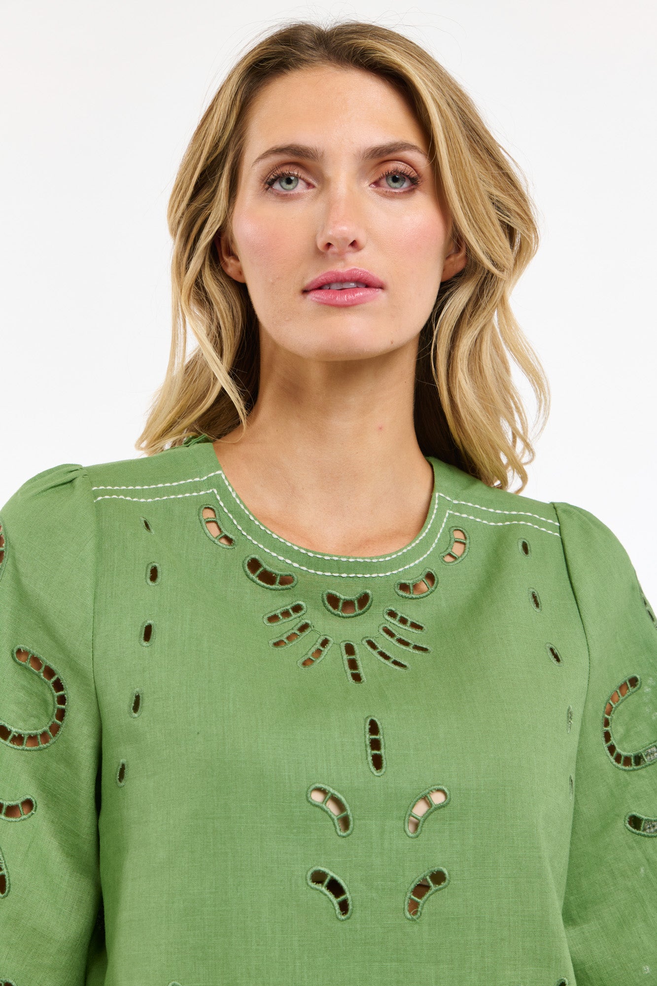 365 Days Annie Embroidered Top - Kelly Green