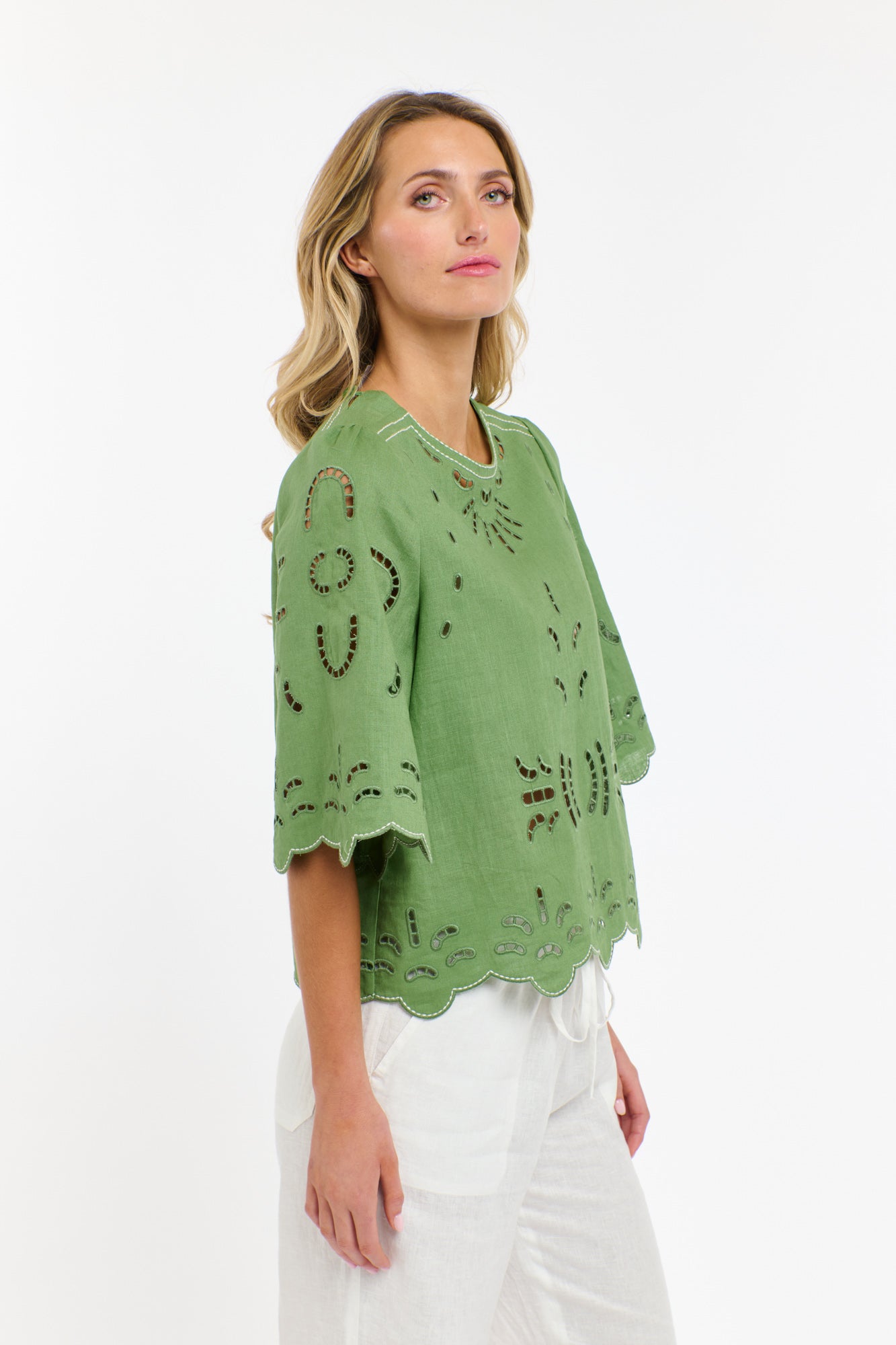 365 Days Annie Embroidered Top - Kelly Green