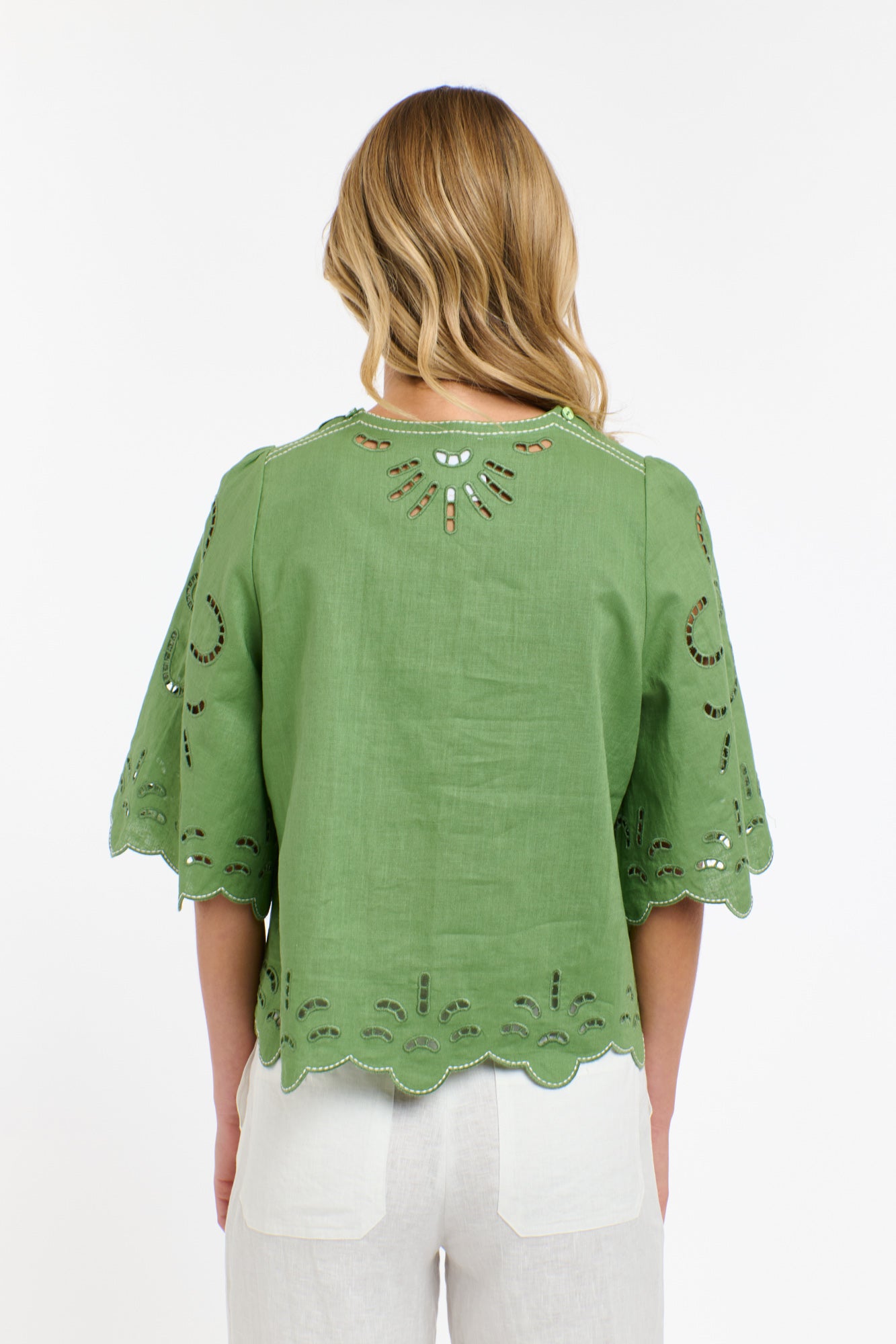 365 Days Annie Embroidered Top - Kelly Green