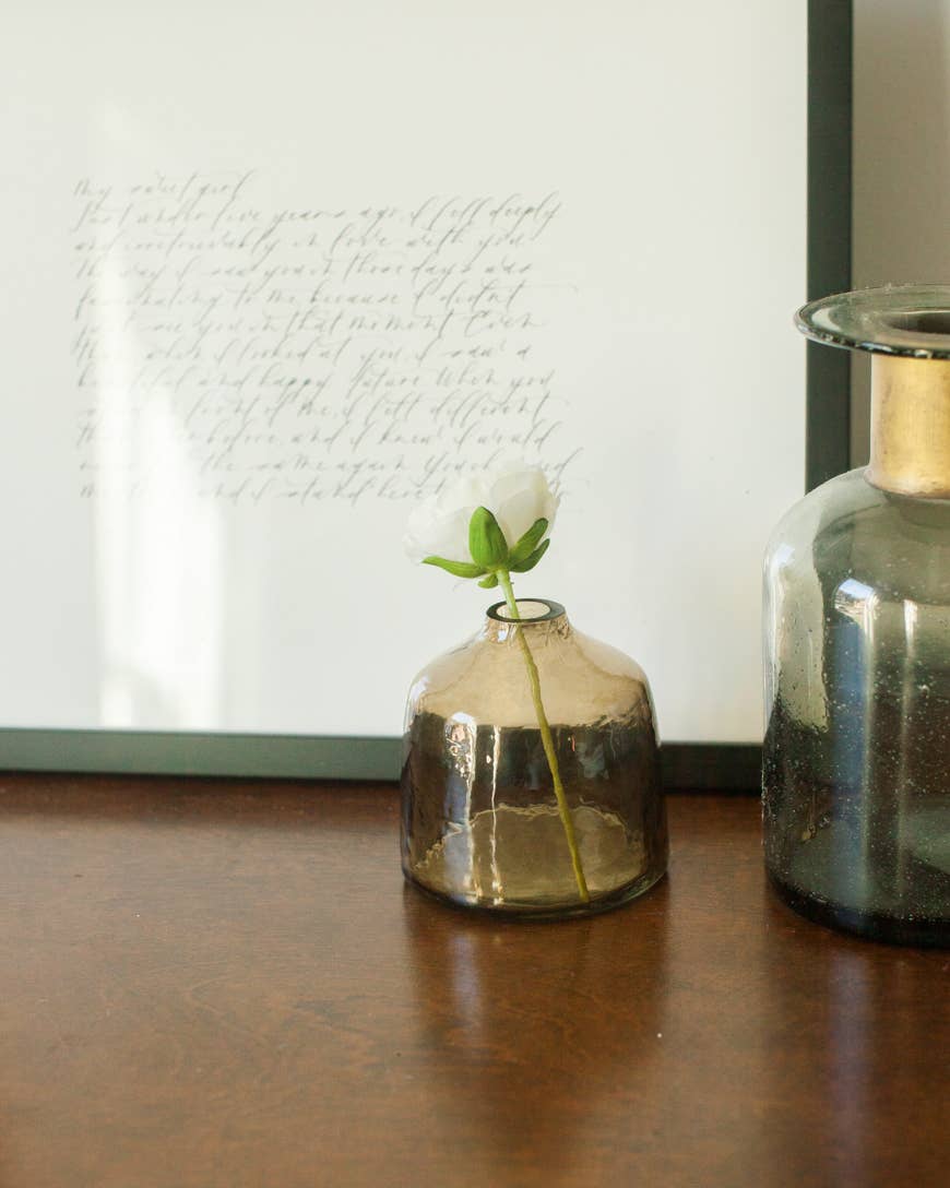 Bella Handblown Hammered Glass Bud Vases: Smoke