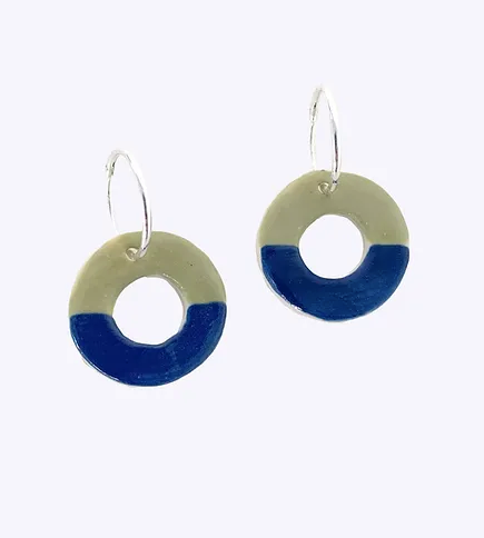 Togetherness Ceramic Mini Hoop Earrings - River