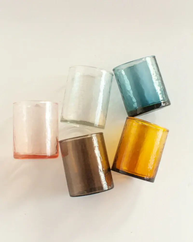 Handblown Hammered Glasses - Blue