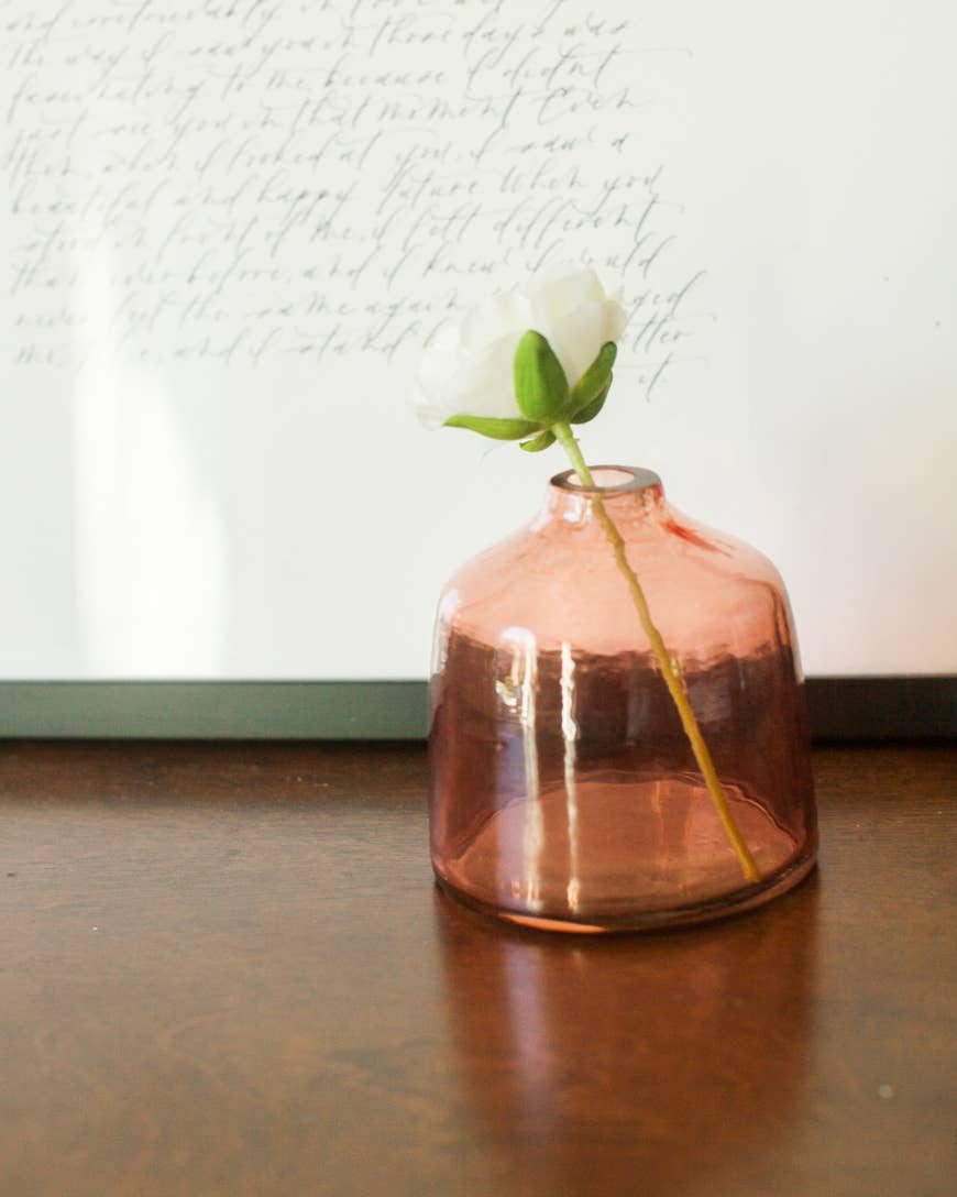 Bella Handblown Hammered Glass Bud Vases - Blush