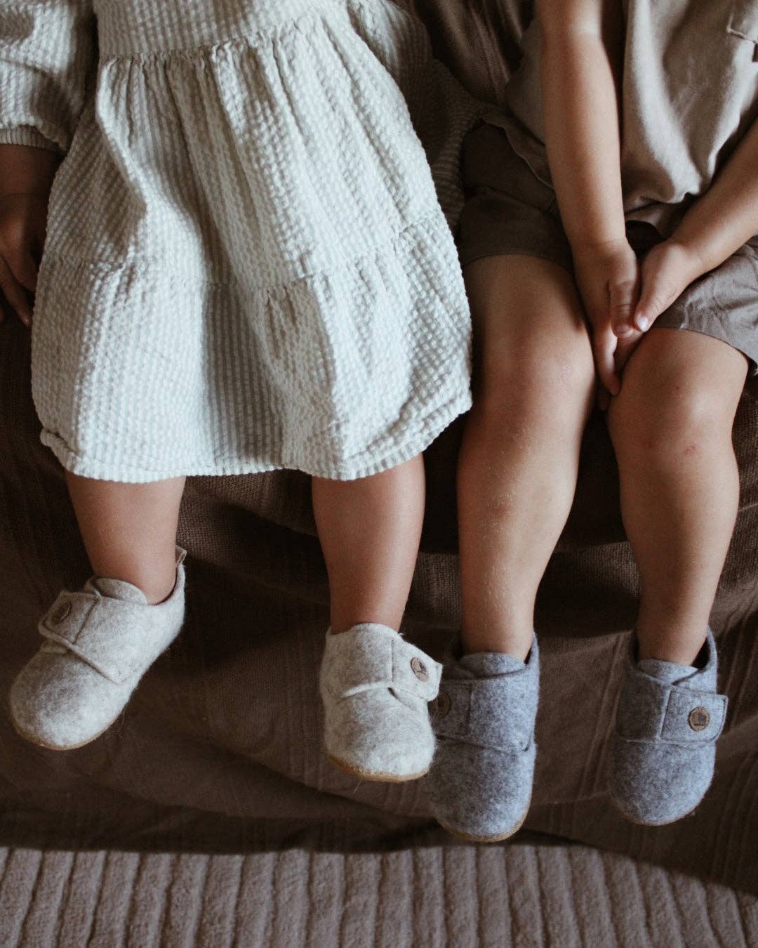 The Cozy Sheep Felted Kids Slippers - Beige