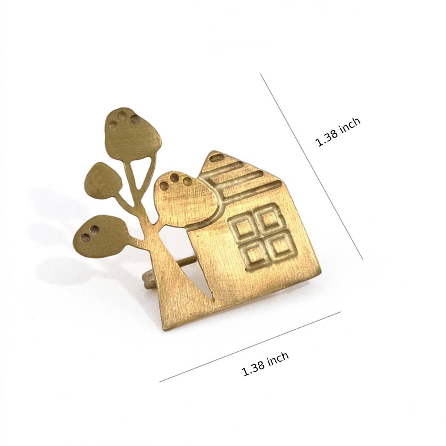 Brass Brooch - Tree House
