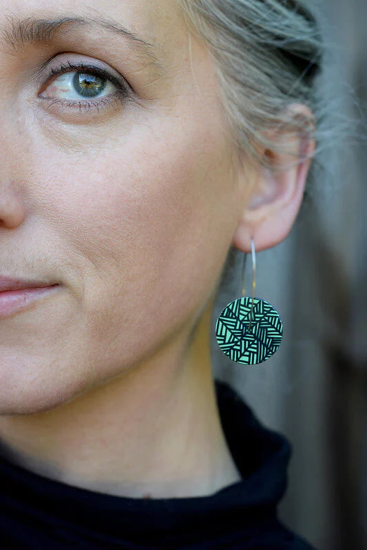 Kitty Came Home - Herringbone New Leaf Drop Hook Earrings