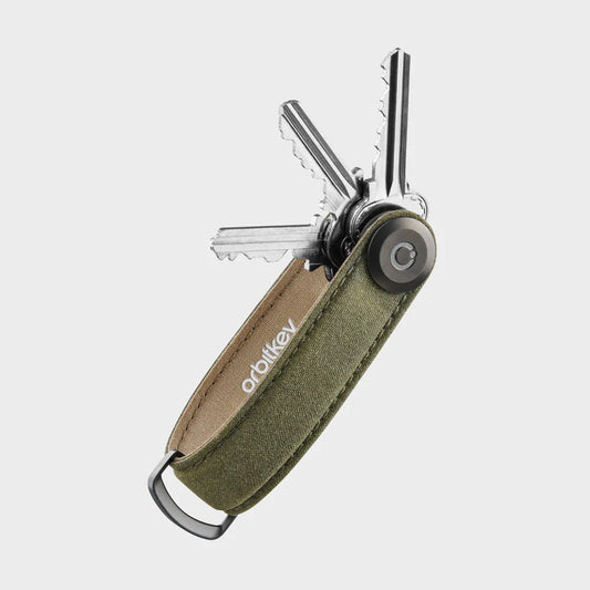 Orbitkey Leather Key Organiser - Waxed Canvas Khaki