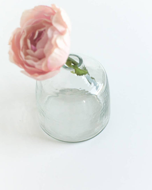 Bella Handblown Hammered Glass Bud Vases - Clear