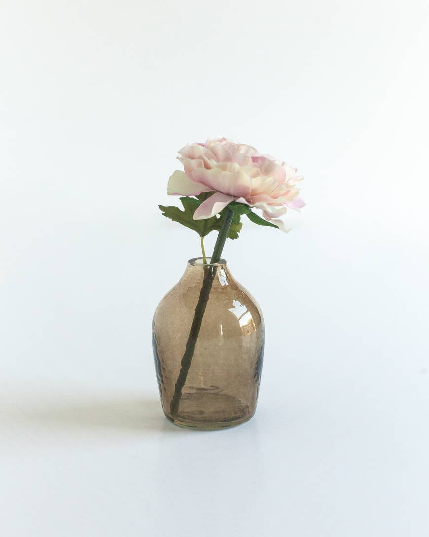 Haley Handblown Hammered Glass Bud Vase - Smoke