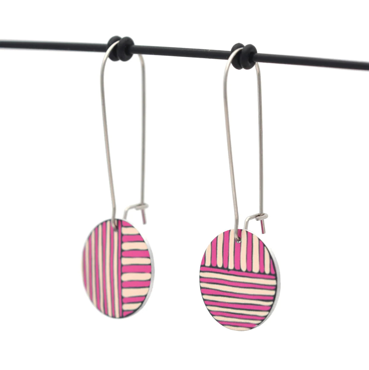 Kitty Came Home - Vintage Button Cross Section Hook Earrings
