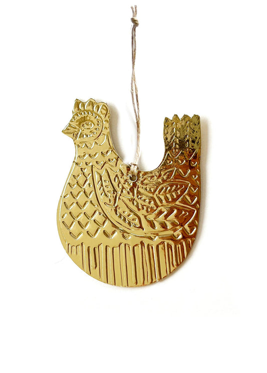 Chook Faux Tin Ornament - Gold
