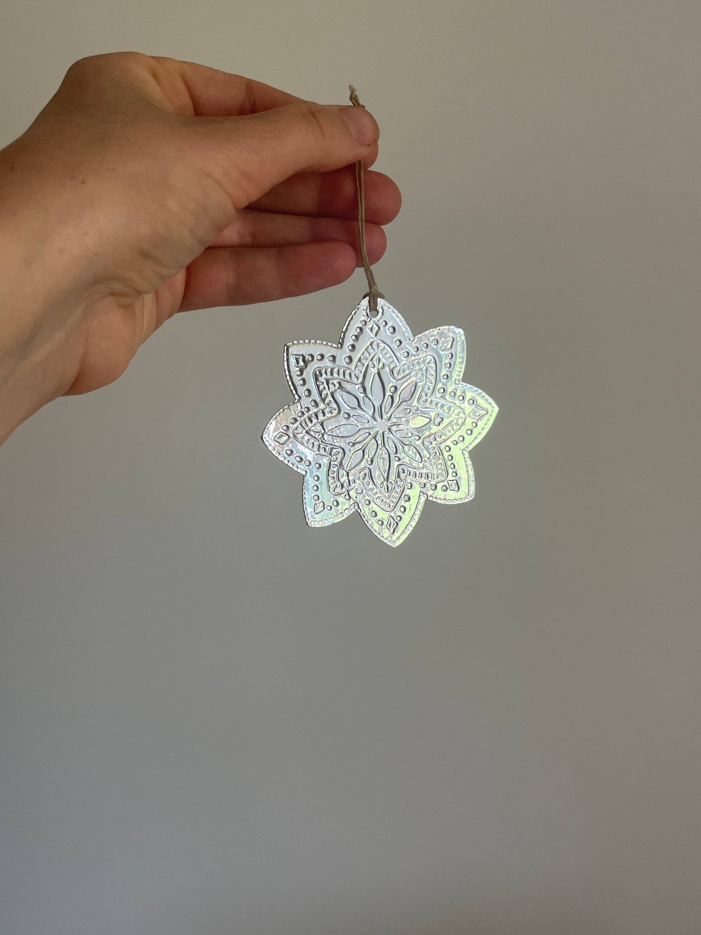 Mandala Faux Tin Ornament - Silver