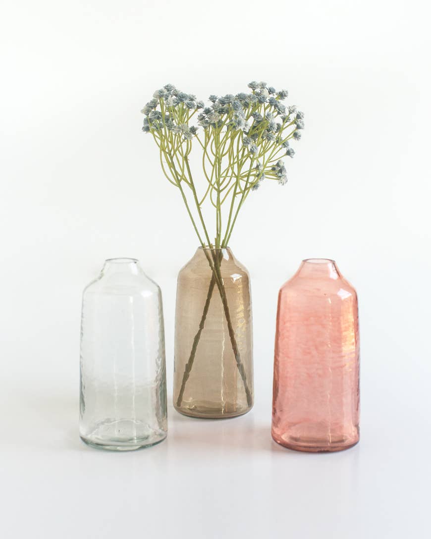 Siena Handblown Hammered Glass Bud Vases: Clear