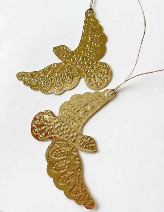 Dove Faux Tin Ornament - Gold