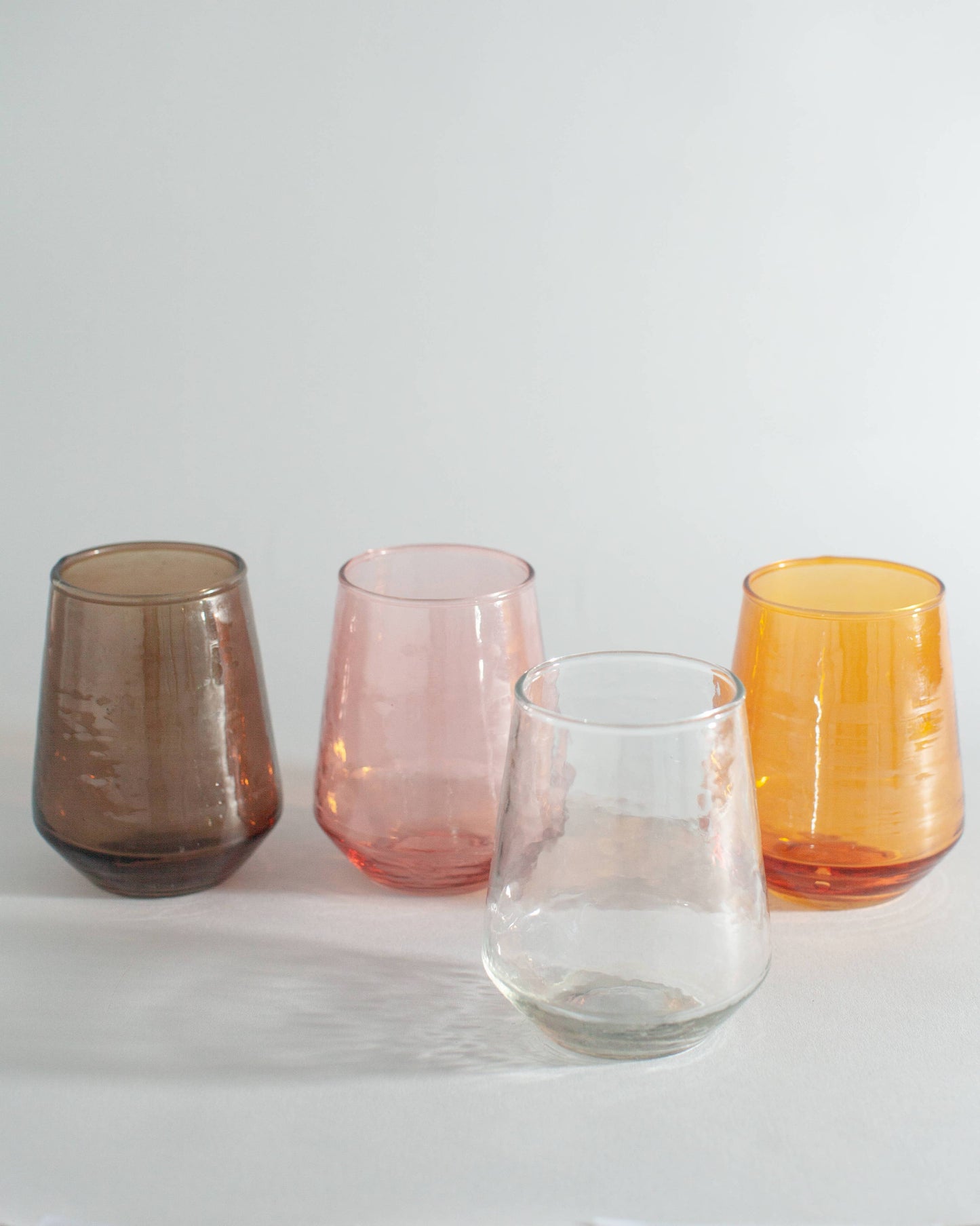 Handblown Hammered Glass Water Tumbler - Blue