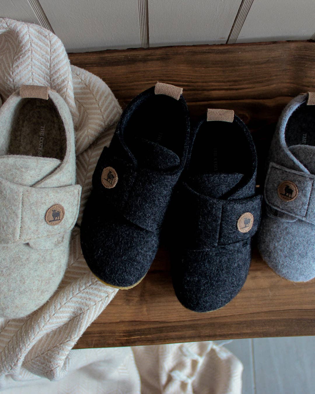 The Cozy Sheep Felted Kids Slipper - Dark Grey