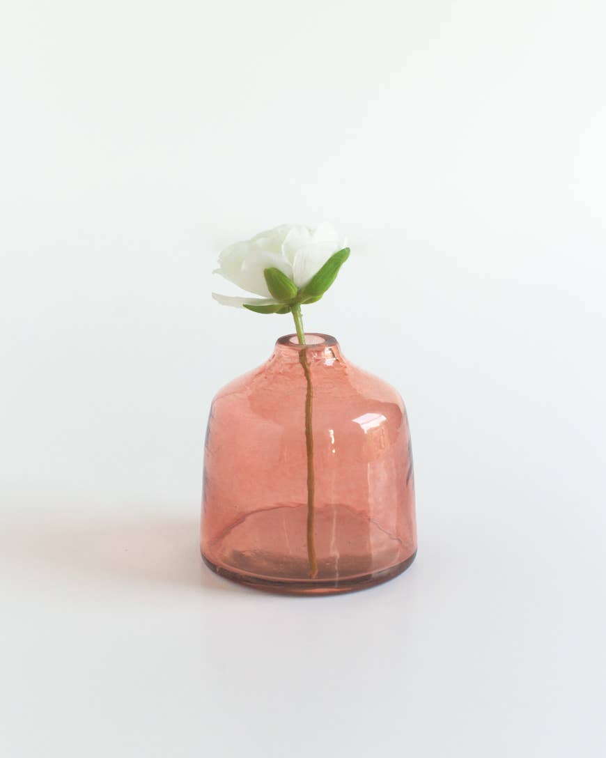 Bella Handblown Hammered Glass Bud Vases - Blush