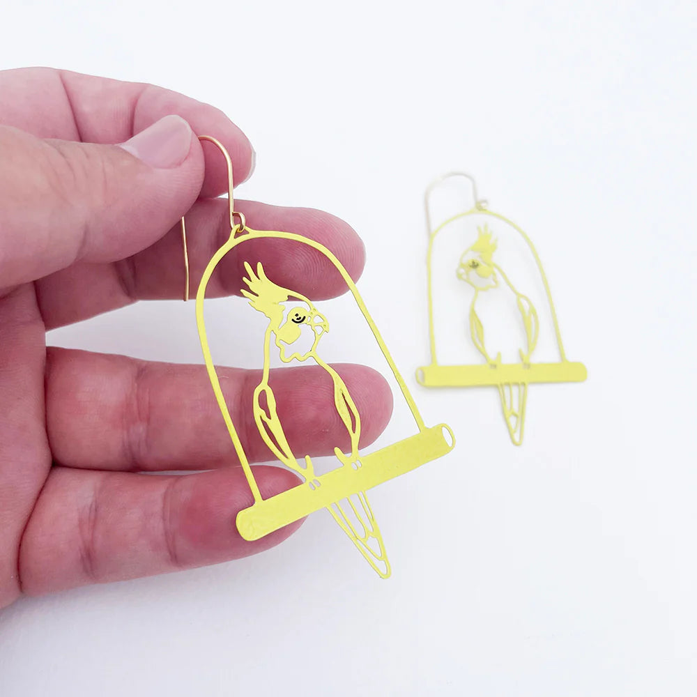 Denz Lemon Cockatiel Earrings