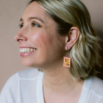 Denz Be Kind Stamp earrings in Pink & Yellow