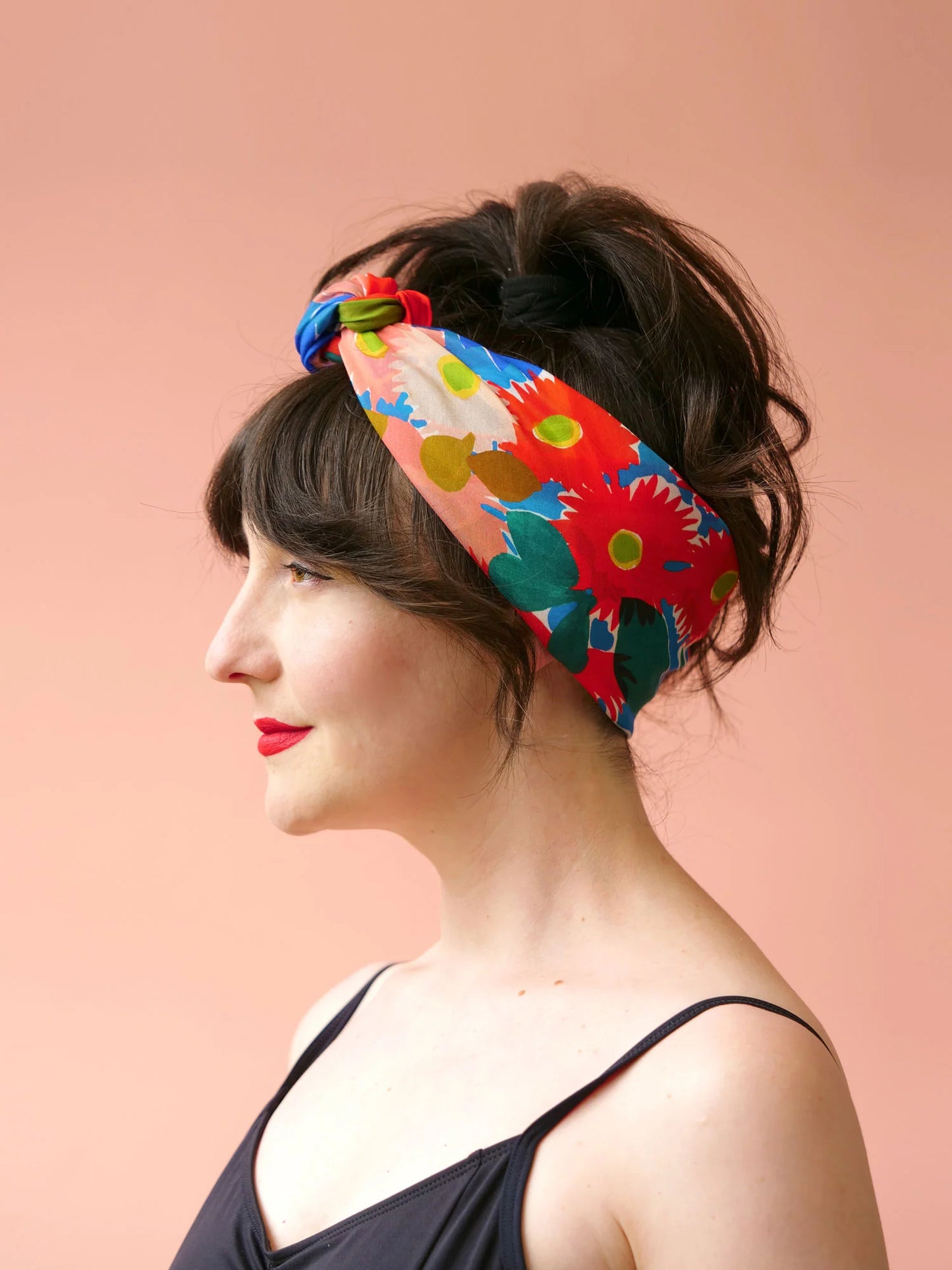 Julie White Silk Cotton Scarf- Bush Bloom Red