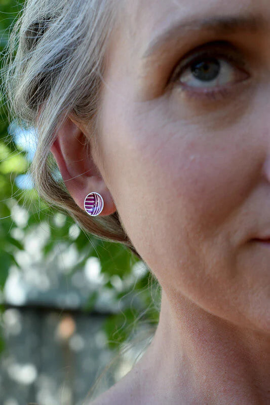 Kitty Came Home - Vintage Button Cross Section Stud Earrings