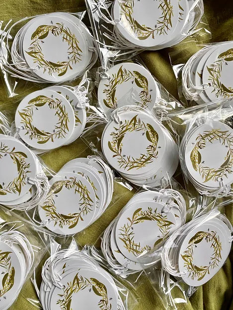The Biophilia Project Christmas Tag Pack - Wattle Wreath
