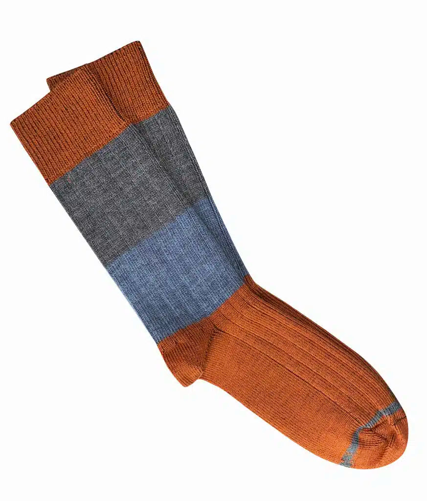 Tightology ‘Chunky Rib’ Rust Stripe Merino Wool Socks