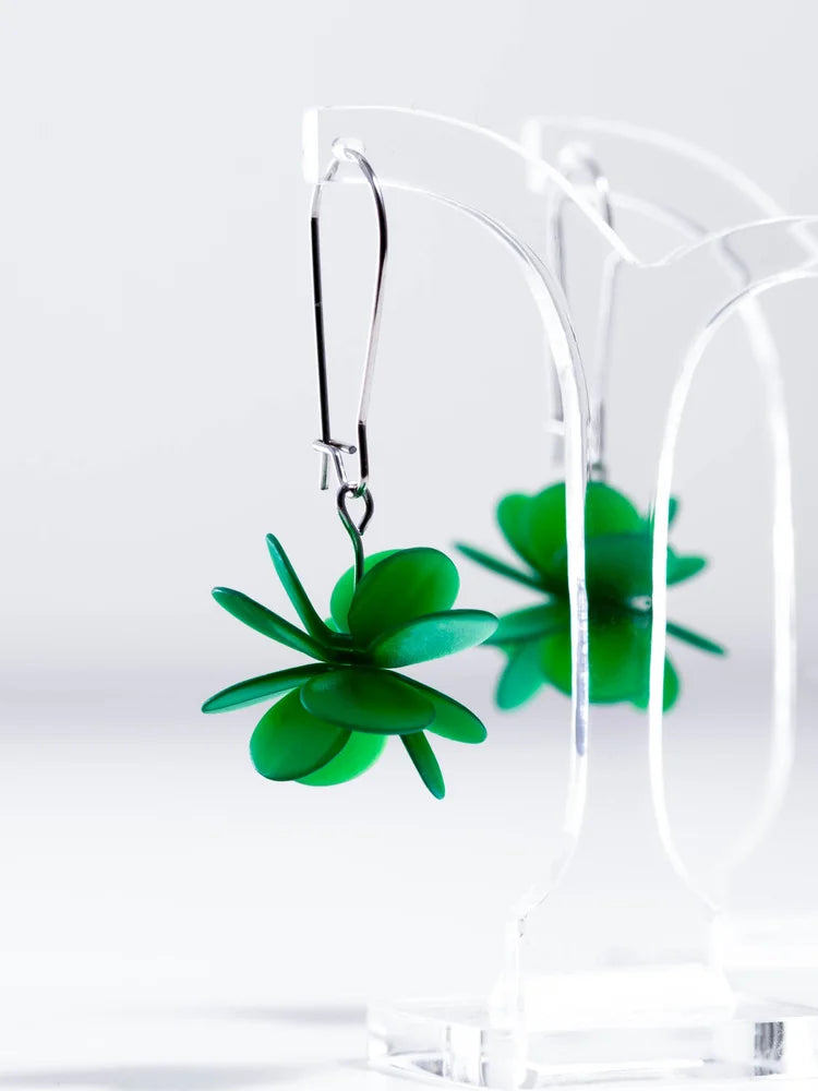 Claire Ishino Green Blossom Flower Earrings