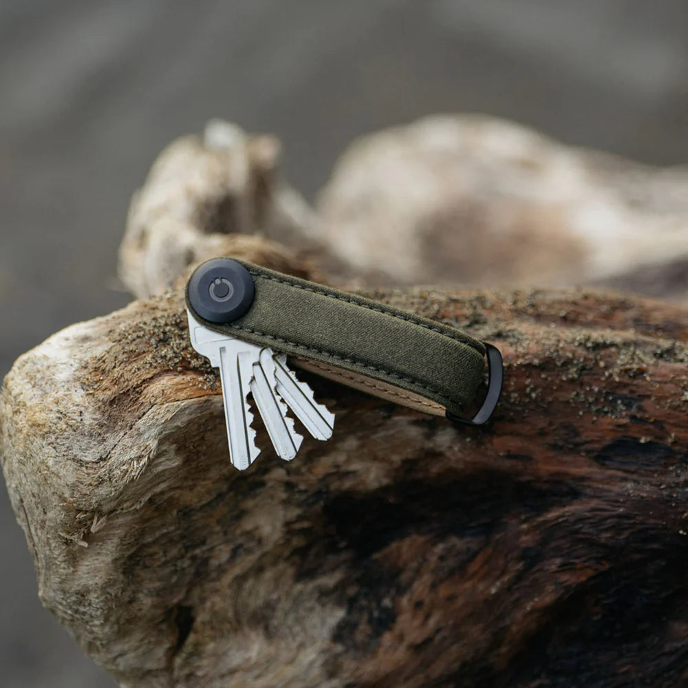 Orbitkey Leather Key Organiser - Waxed Canvas Khaki
