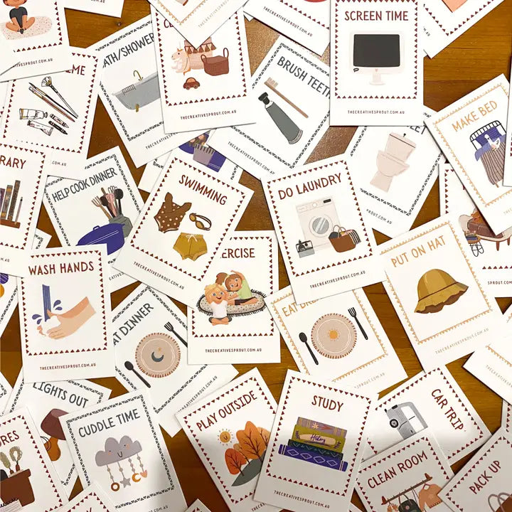 72 Daily Routine Cards with Stand